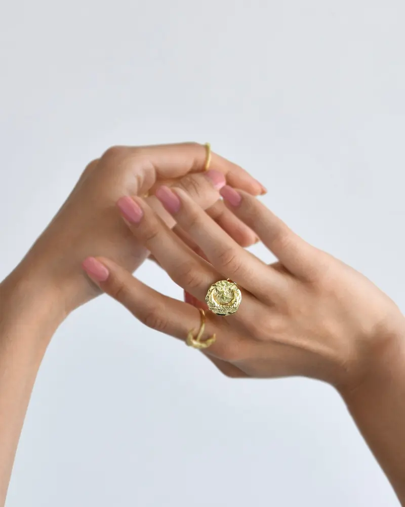 Gold Brass Luna Statement Ring