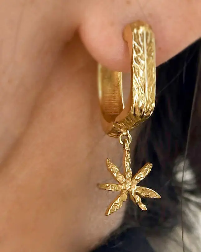 Gold Brass Short Earrings