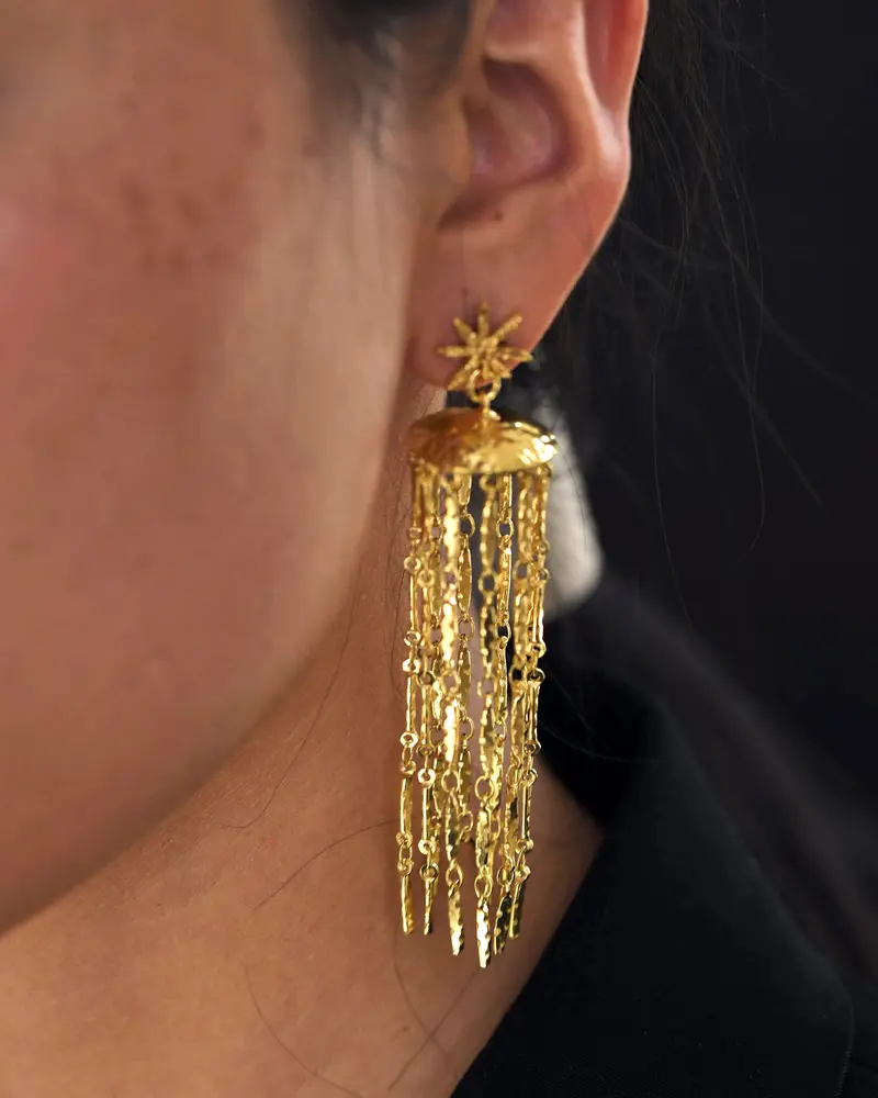 Gold Brass Starfall Earrings