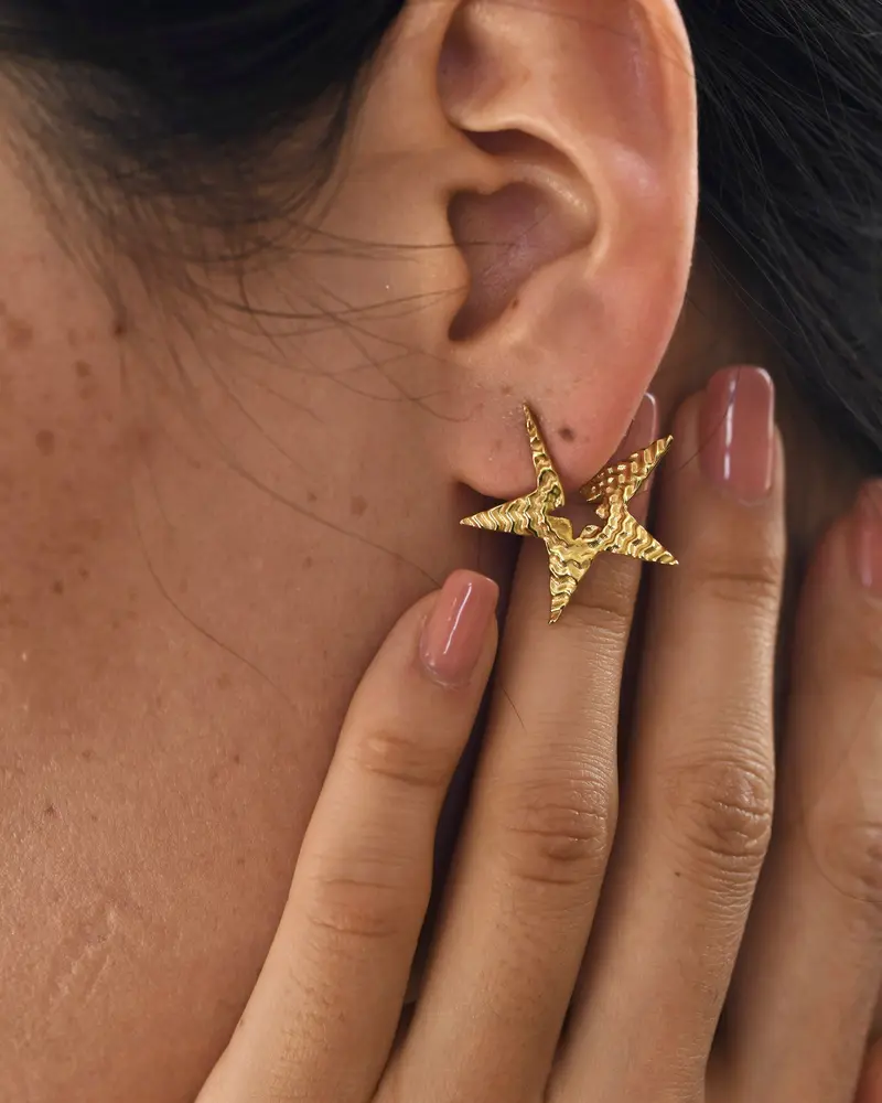 Gold Brass Tinted Star Studs