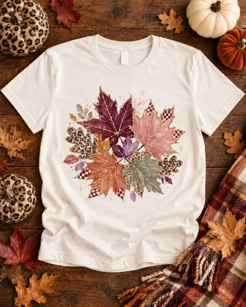 Gold Flecked Fall Leaves Boujee Tee