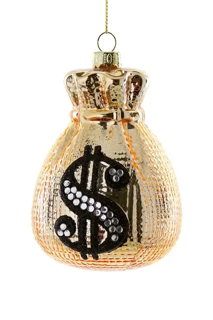 Gold Money Bag Ornament 4"