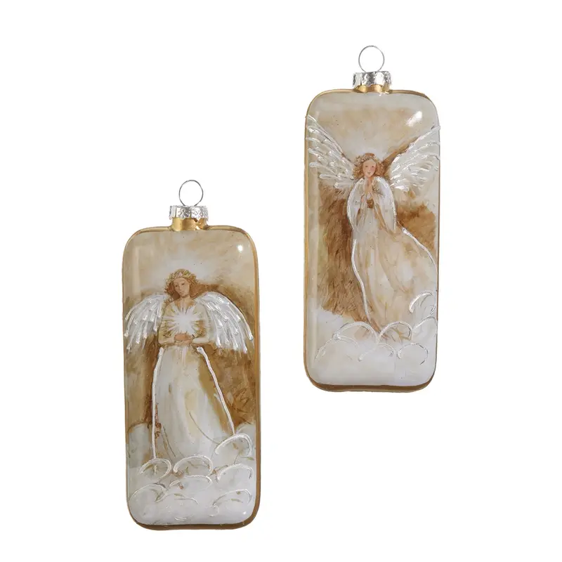 Golden Angel Rectangle Ornament 6 in