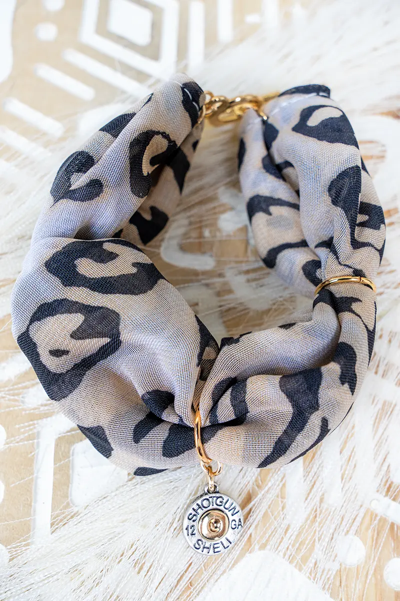 Goldtone Wander Wild Leopard Fabric Toggle Bracelet