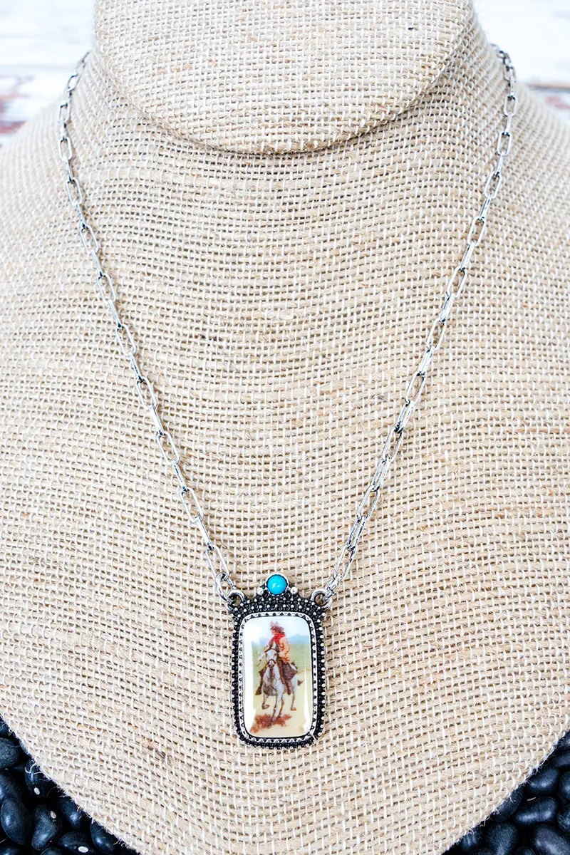 Graceful Rider Silvertone Necklace