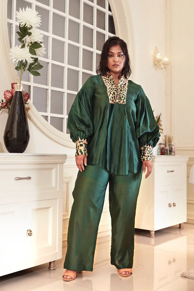 Green Chanderi Silk Co-Ord Set