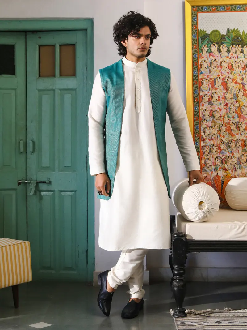 Green Chanderi Silk Jacket