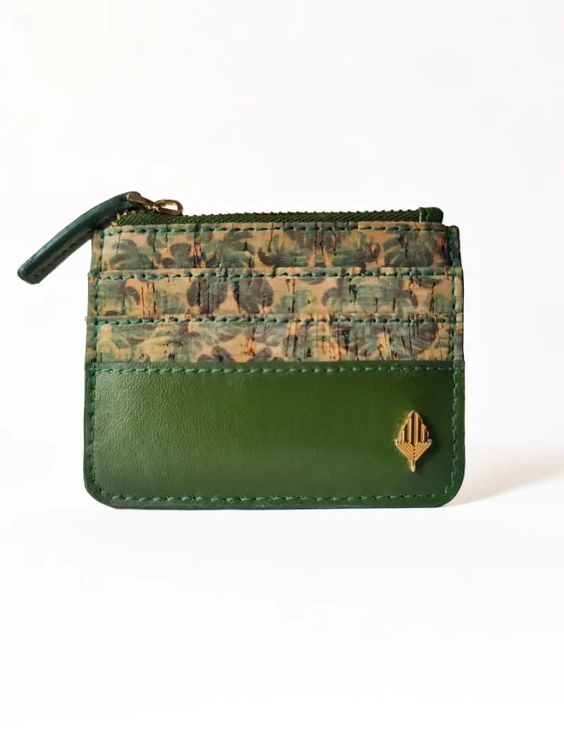 Green Floral Print Cardholder