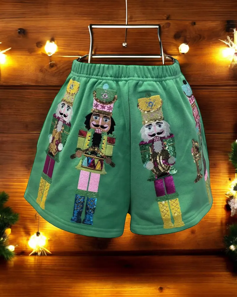 Green Nutcracker Band Shorts