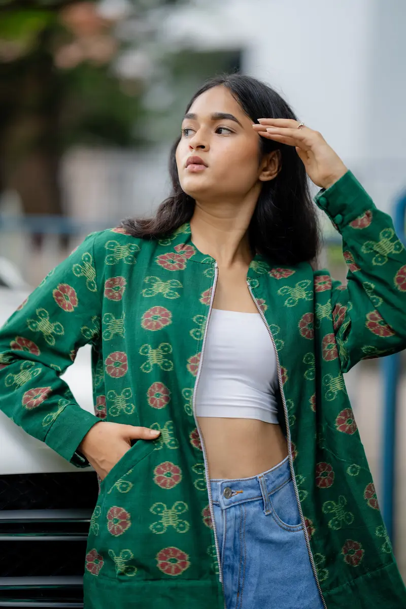 Green Organic Cotton Regular Fit Jacket