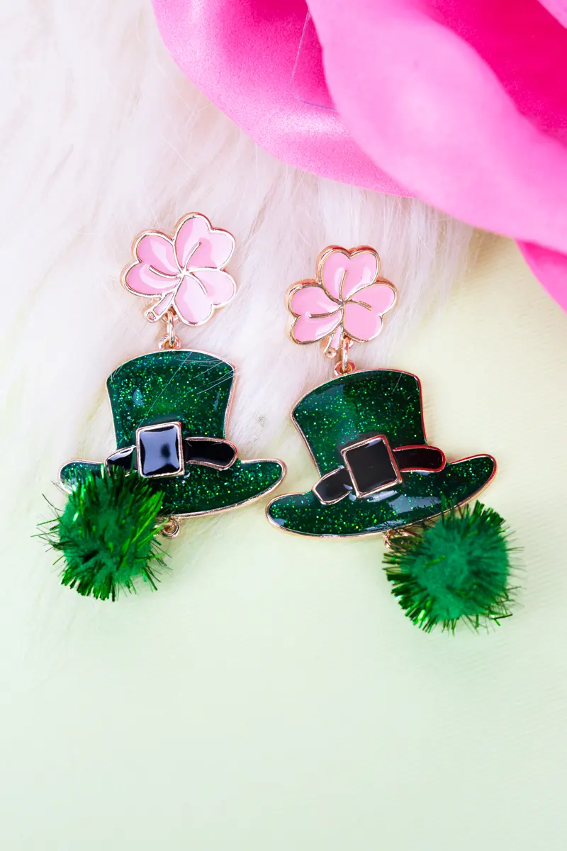 Green & Pink Leprechaun Luck Earrings
