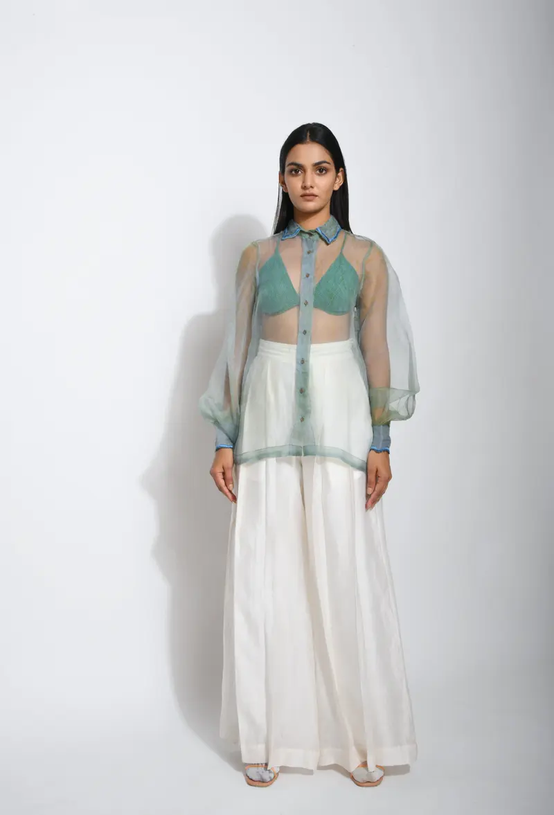 Green Silk Organza Shirt