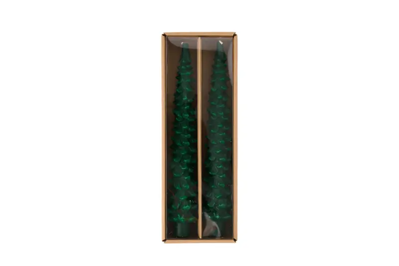 Green Tree Christmas Taper Candles by Mudpie