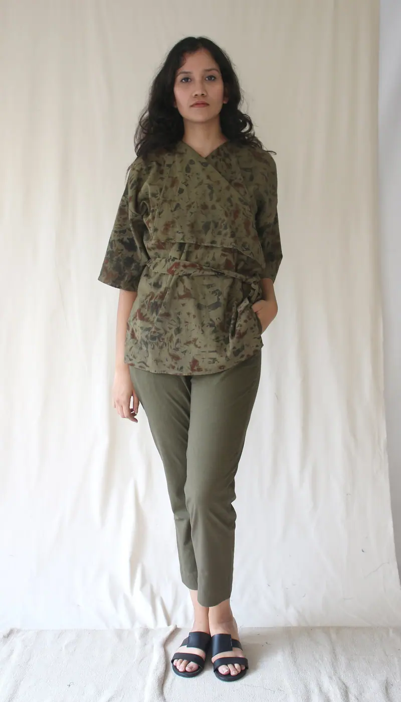 Green Tunic Top With Pants Complete Set