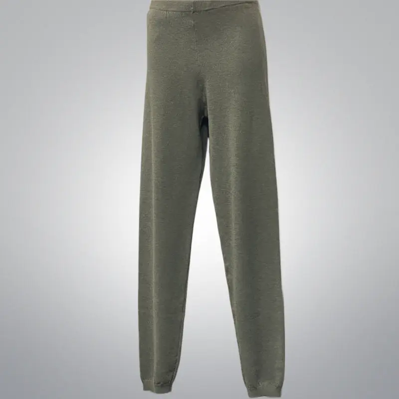 Grey Knit Pants Gathered In The Bottom