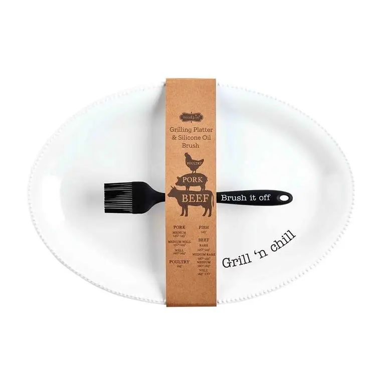 Grill Platter and Brush Set by Mudpie