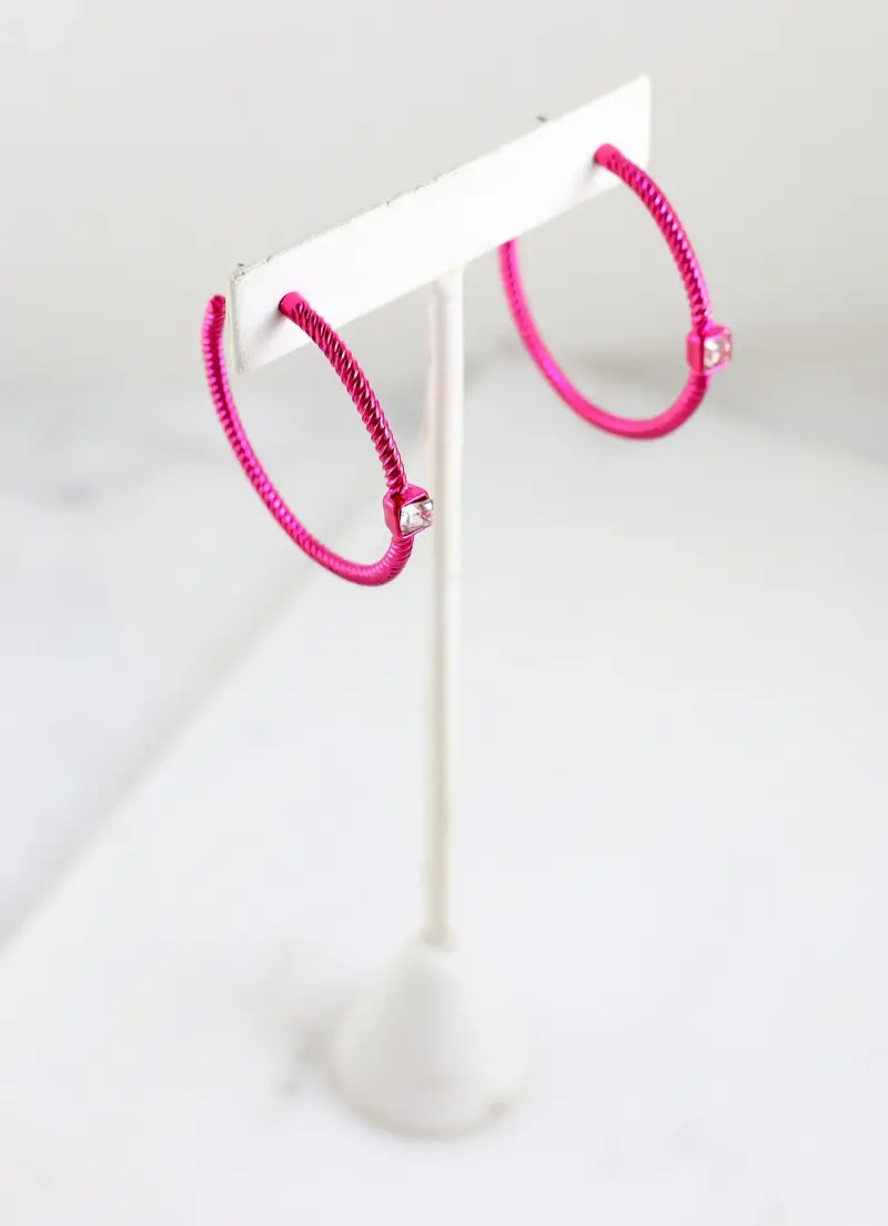 Guerard Cable CZ Earring Fuchsia