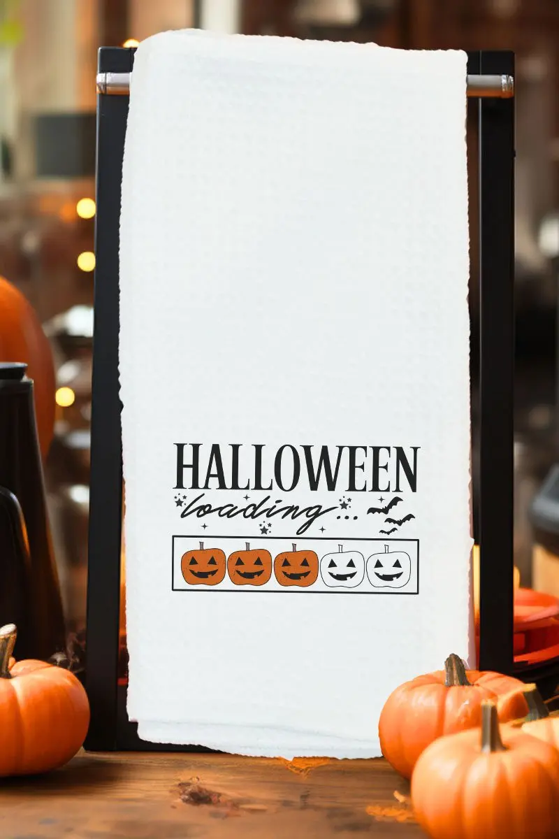 Halloween Loading Waffle Kitchen Towel