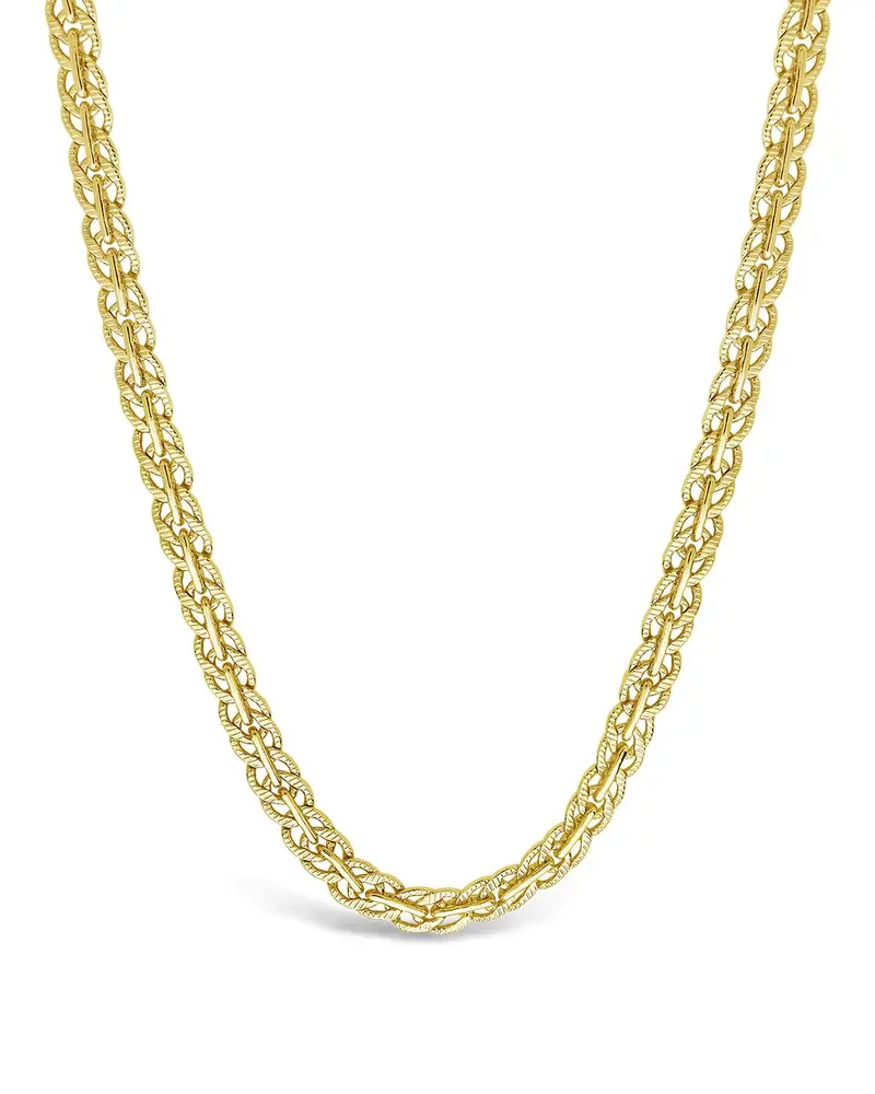 Hammered Interlocking Curb Chain Necklace