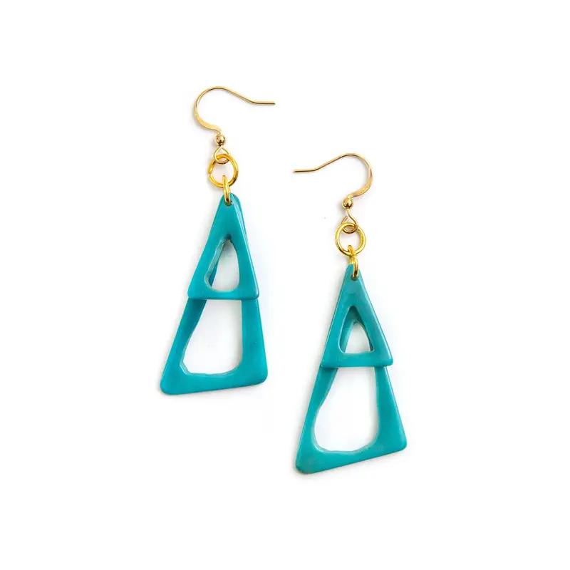 Hand-Carved Triangle Drop Earrings