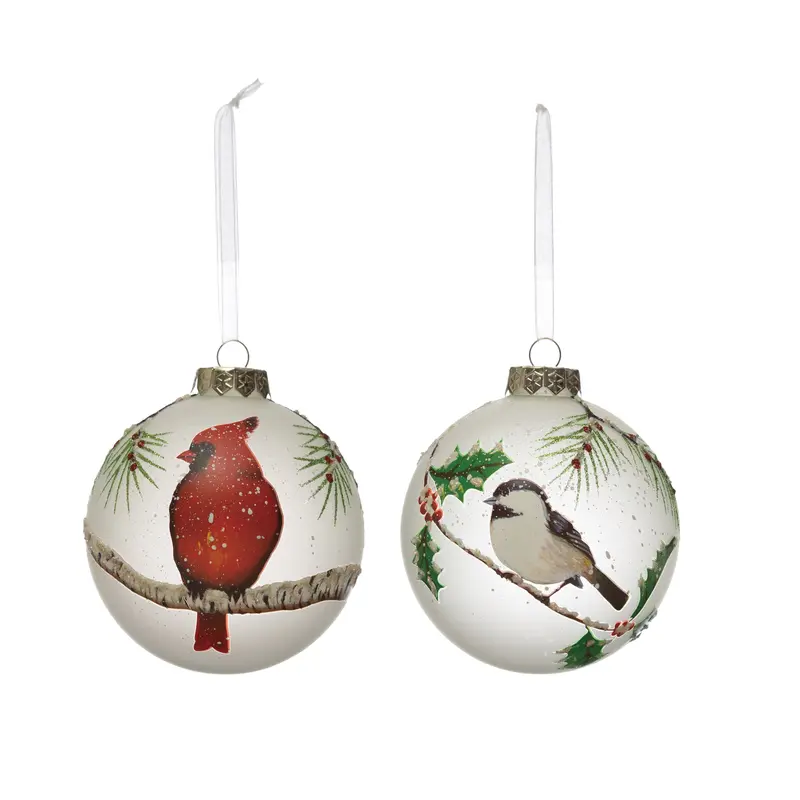 Hand-Painted Winter Bird Ornament