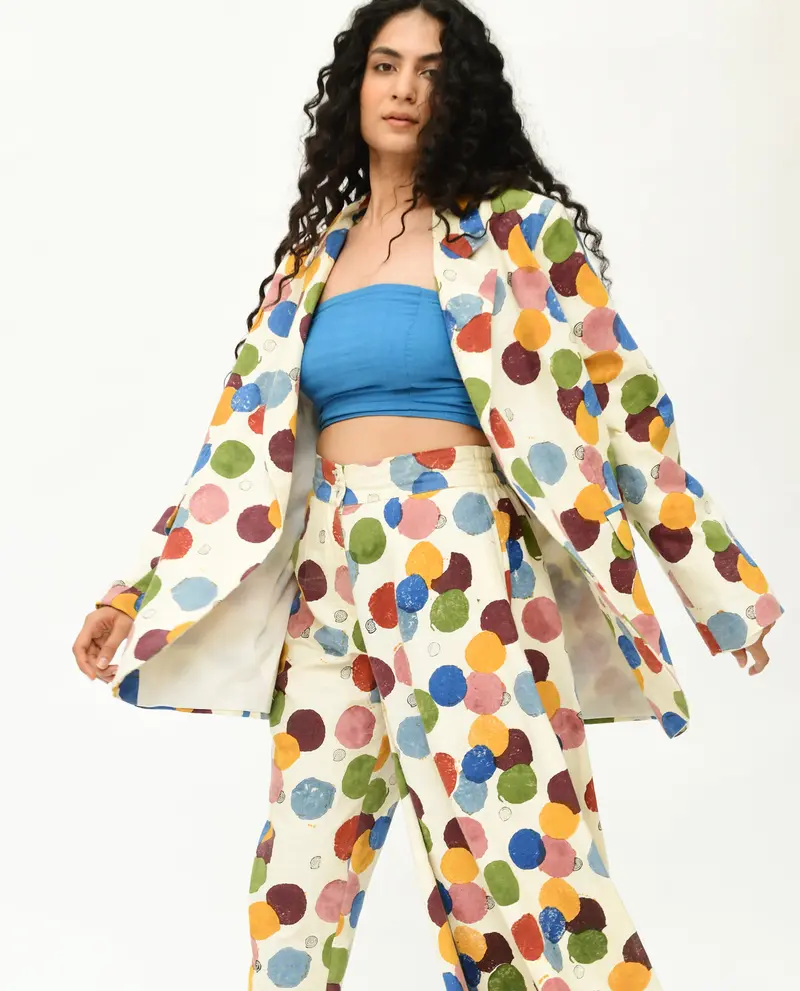 Handblock Printed Oversized Blazer