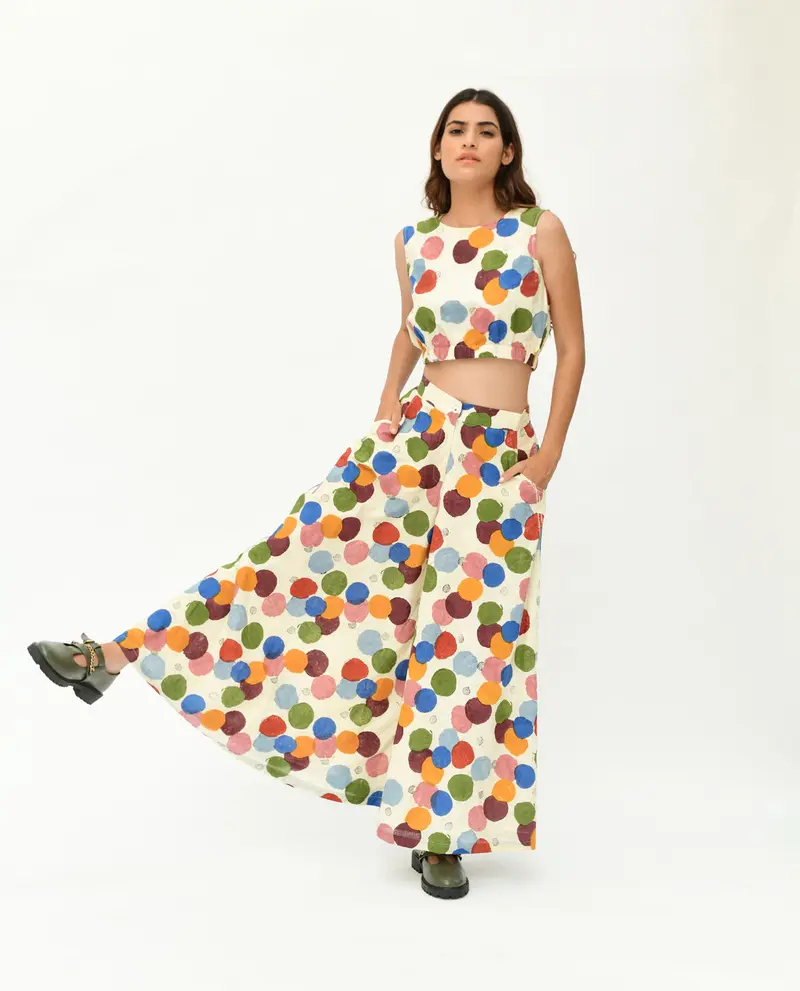 Handloom Printed Polka Dot Co-ord Set