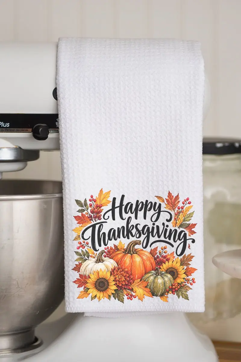 Happy Thanksgiving Waffle Kitchen Towel
