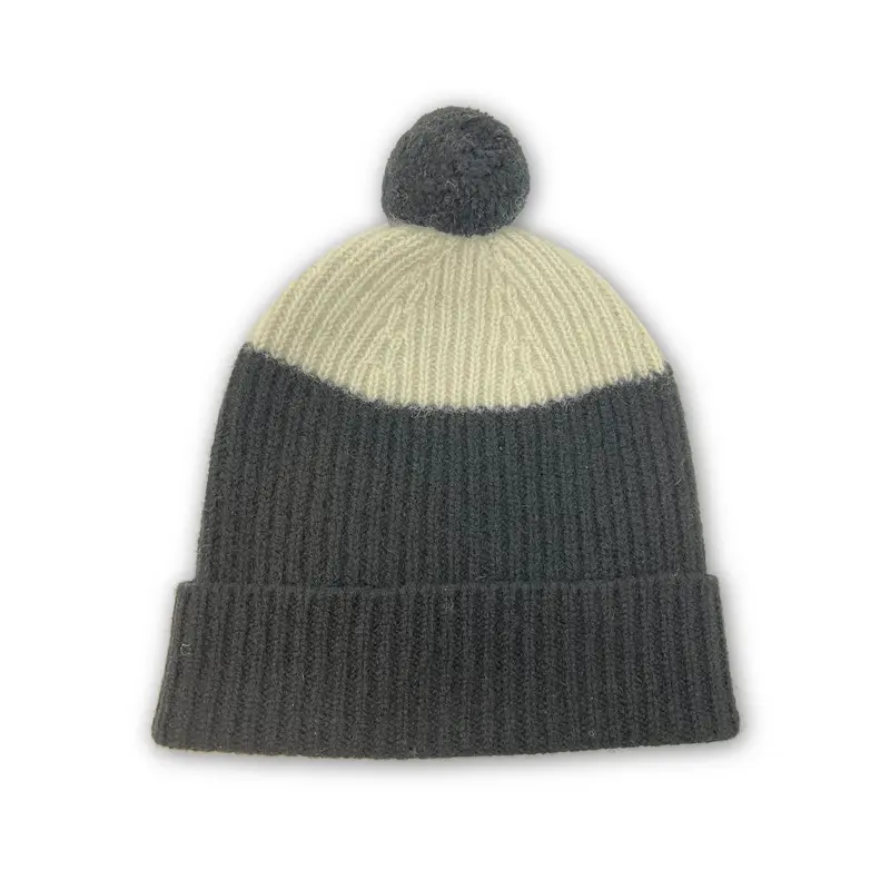 Hat - Pom Grey White