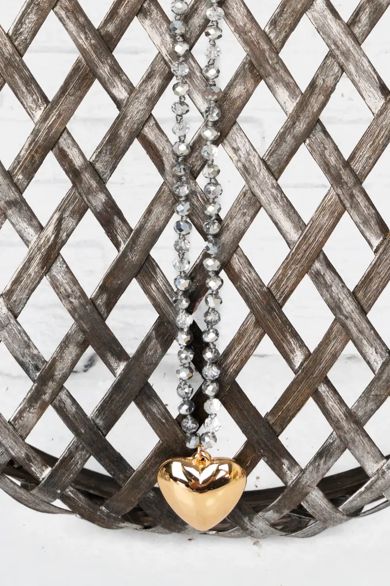 Heart Mode Silver Shadow Beaded Long Necklace