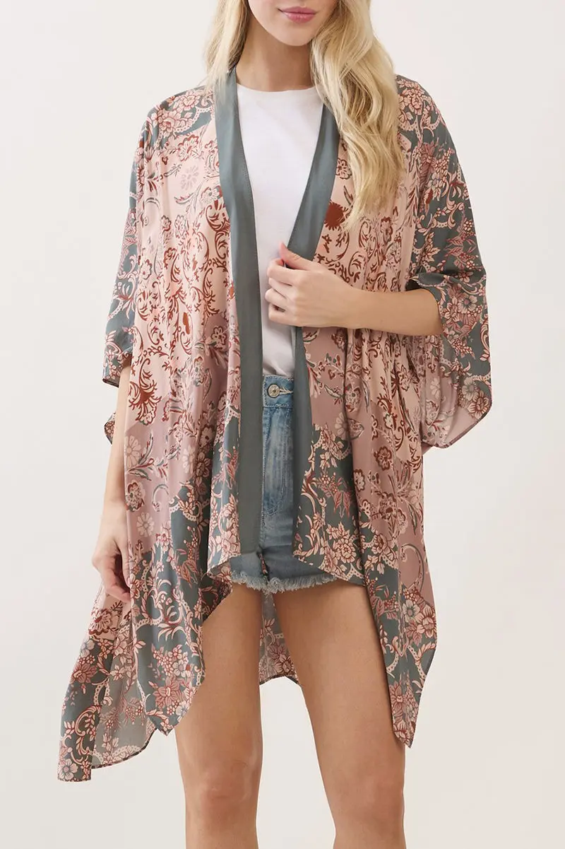 Heirloom Bloom Olive Kimono