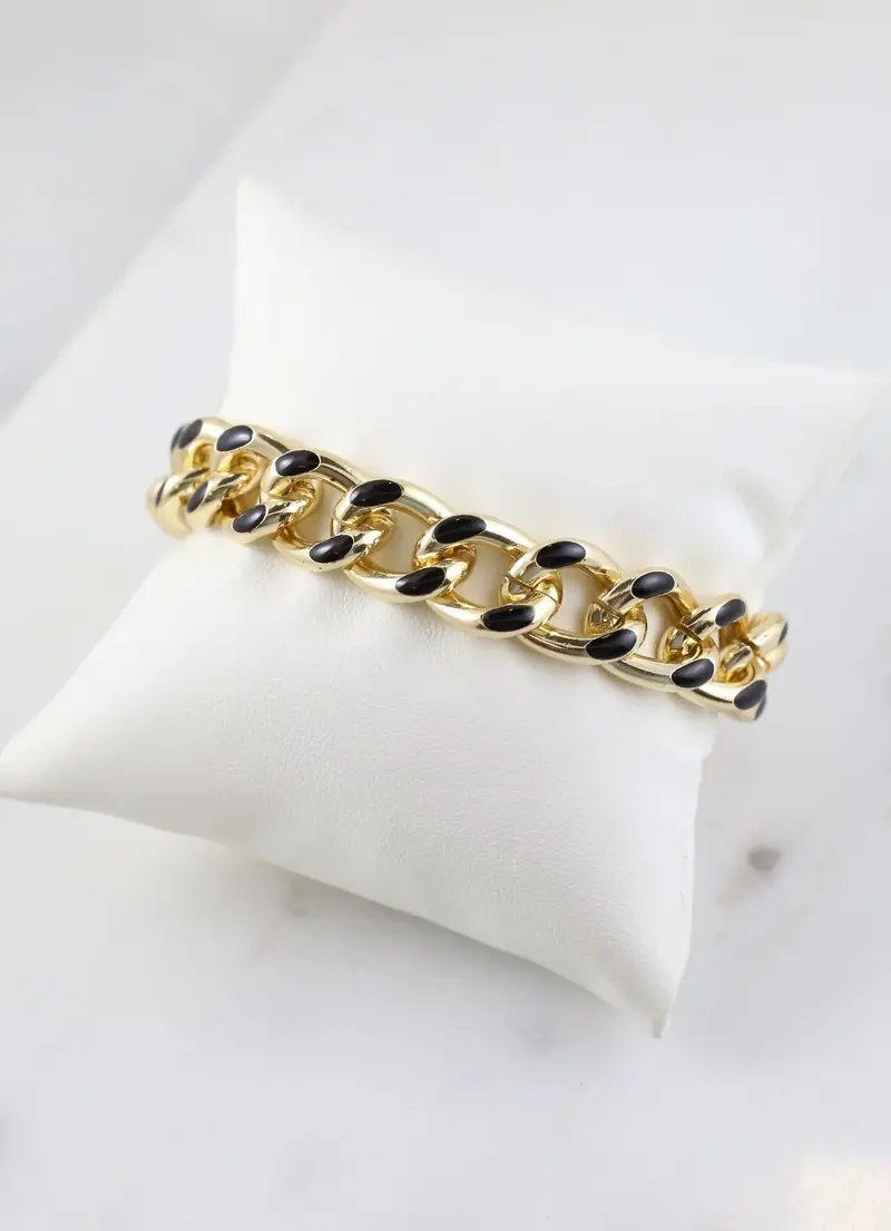 Helen Link Bracelet wiith Enamel Black