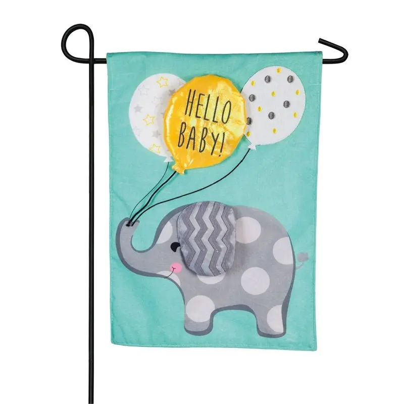 Hello Baby Elephant Garden Flag Evergreen