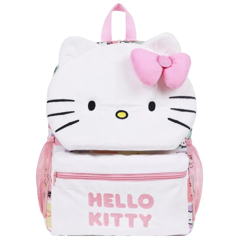 Hello Kitty Plush Face Backpack with 3D Bow