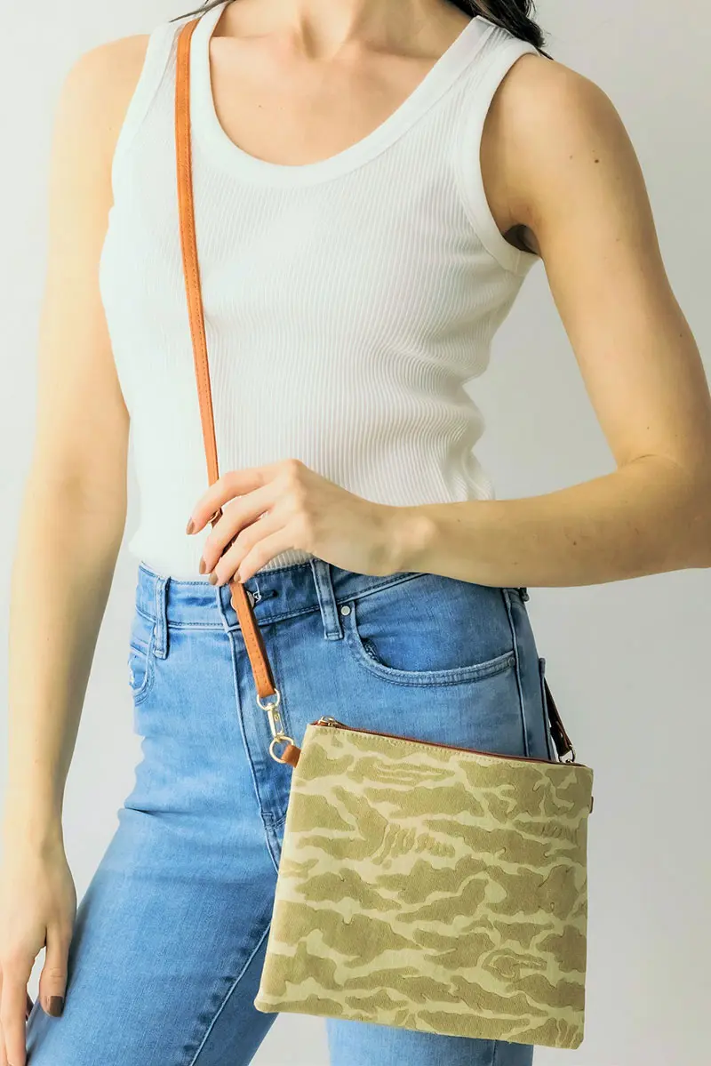 Hidden Hills Beige Crossbody Clutch