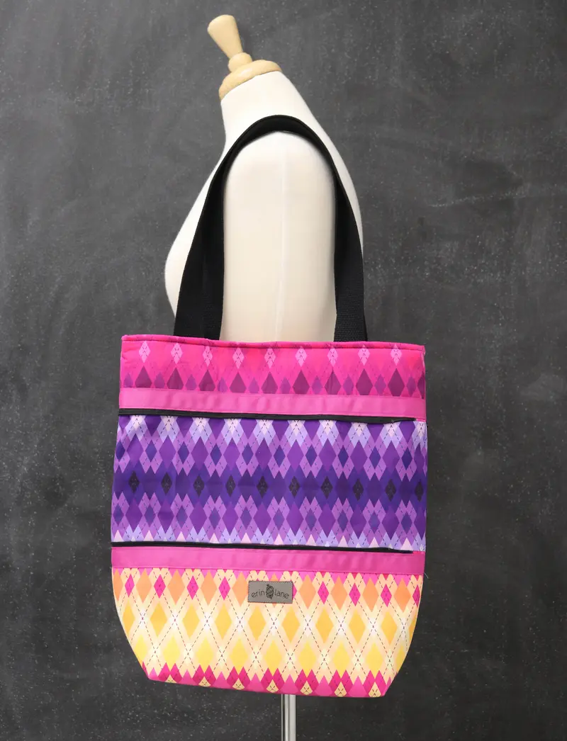 Hidden Potential Expanding Tote Bag in Argyle Dawn