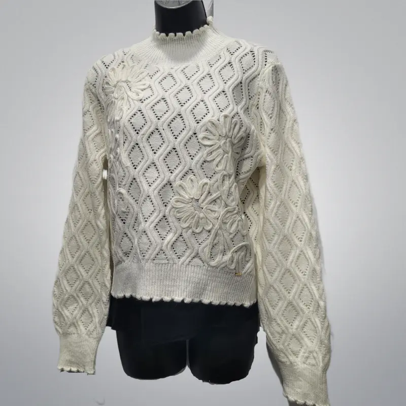 High Neck Winter White Sweater