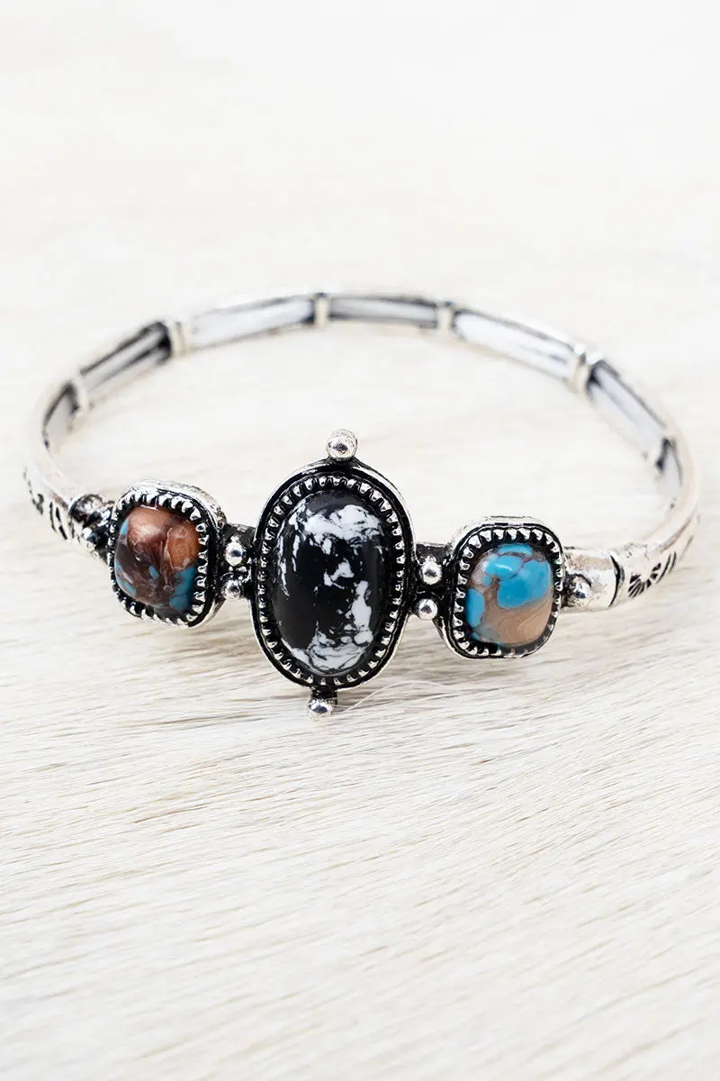 High Plains Silvertone Stretch Bracelet