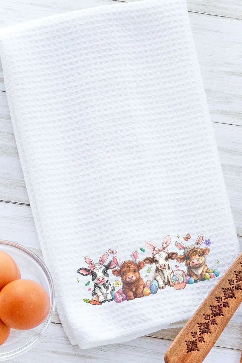 Highland Egg Hunt Waffle Kitchen Towel