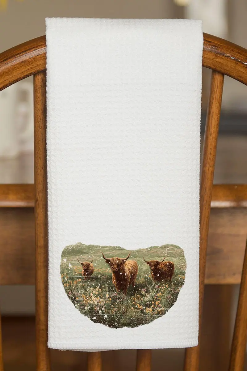 Highland Herd Waffle Kitchen Towel