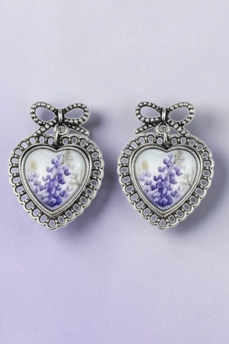 Hill Country Heart Silvertone Earrings