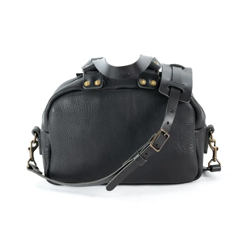 HOFFMAN LEATHER CROSSBODY BAG - BLACK | BLACK STRAPS