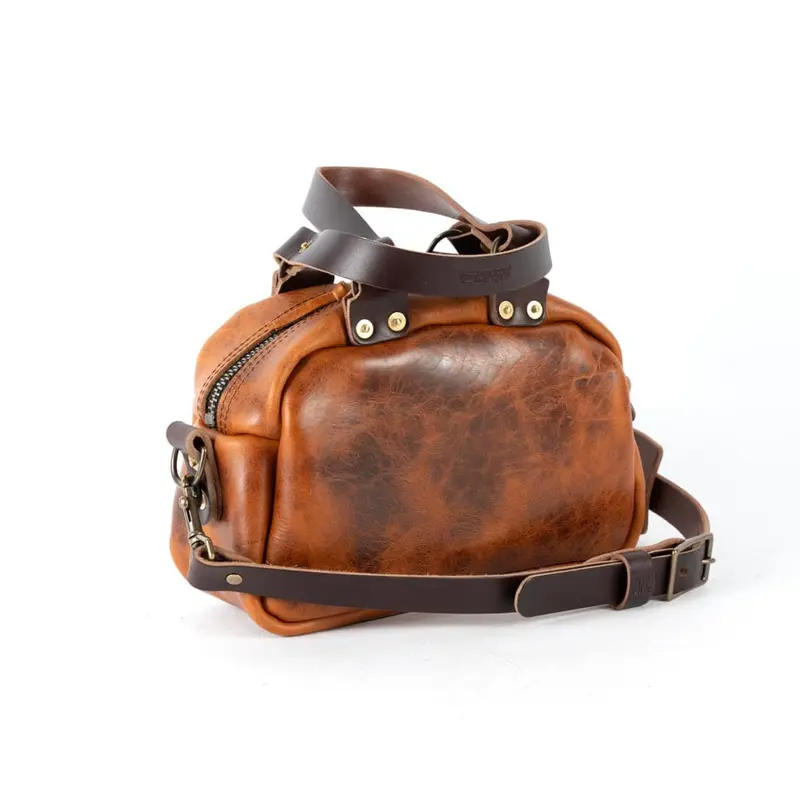 HOFFMAN LEATHER CROSSBODY BAG - MINI - PEANUT BISON | MOCHA STRAPS