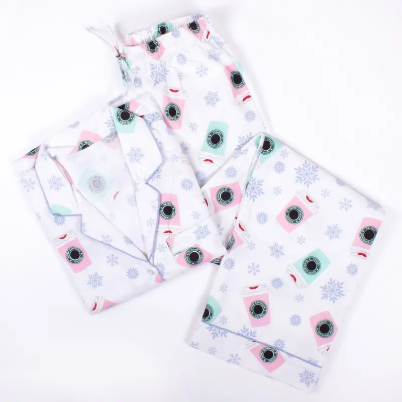 Holiday Christmas  Coffee PJ & Scrunchie Set