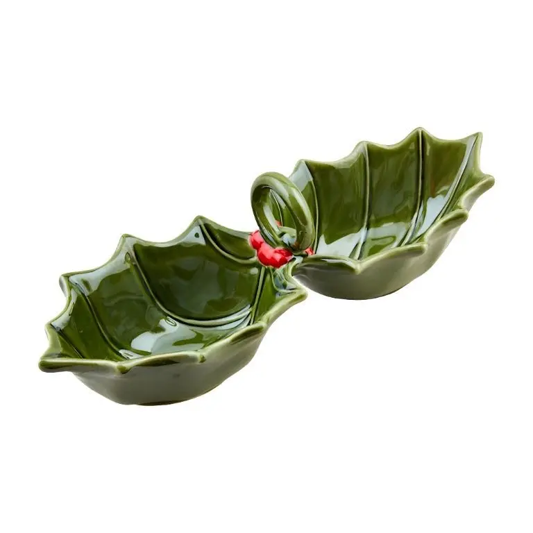 Holly Double Dip Dish by Mudpie