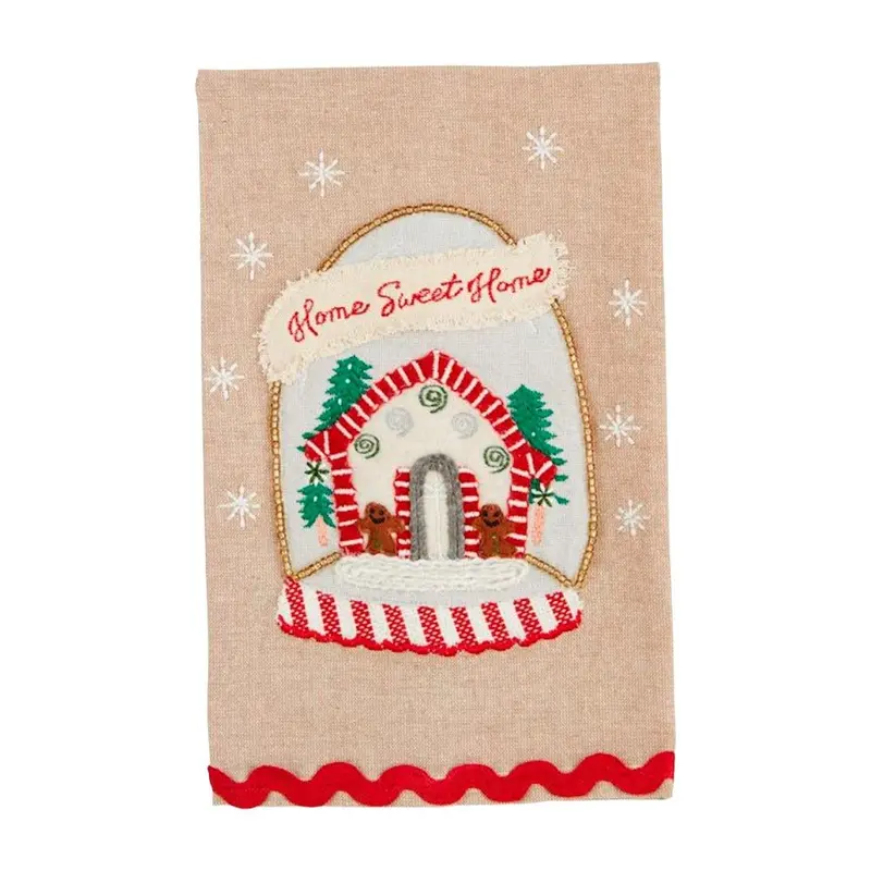 Home Gingerbread Embroidery Towel by Mudpie