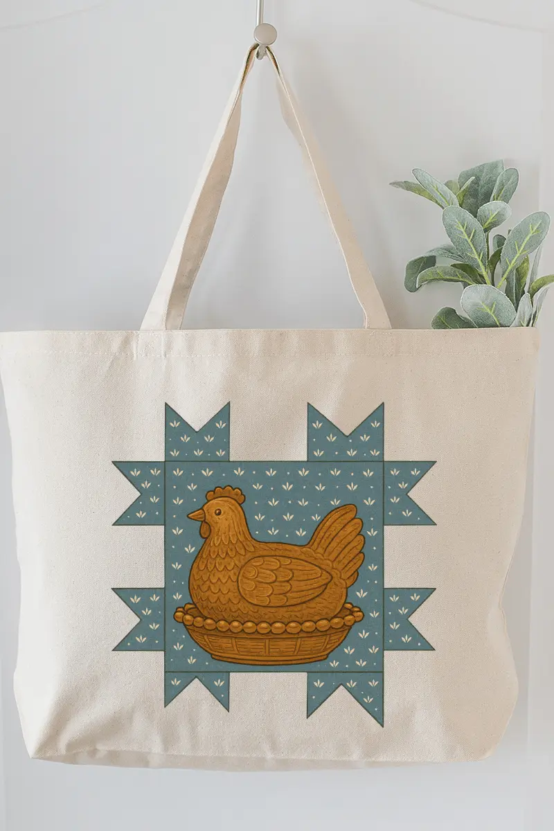 Homestead Hen Canvas Jumbo Tote