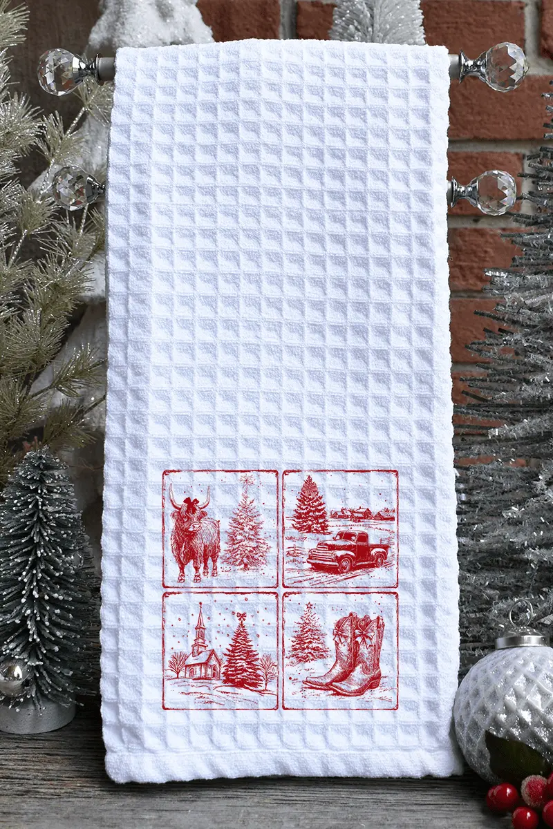 Hometown Holiday Waffle Kitchen Towel