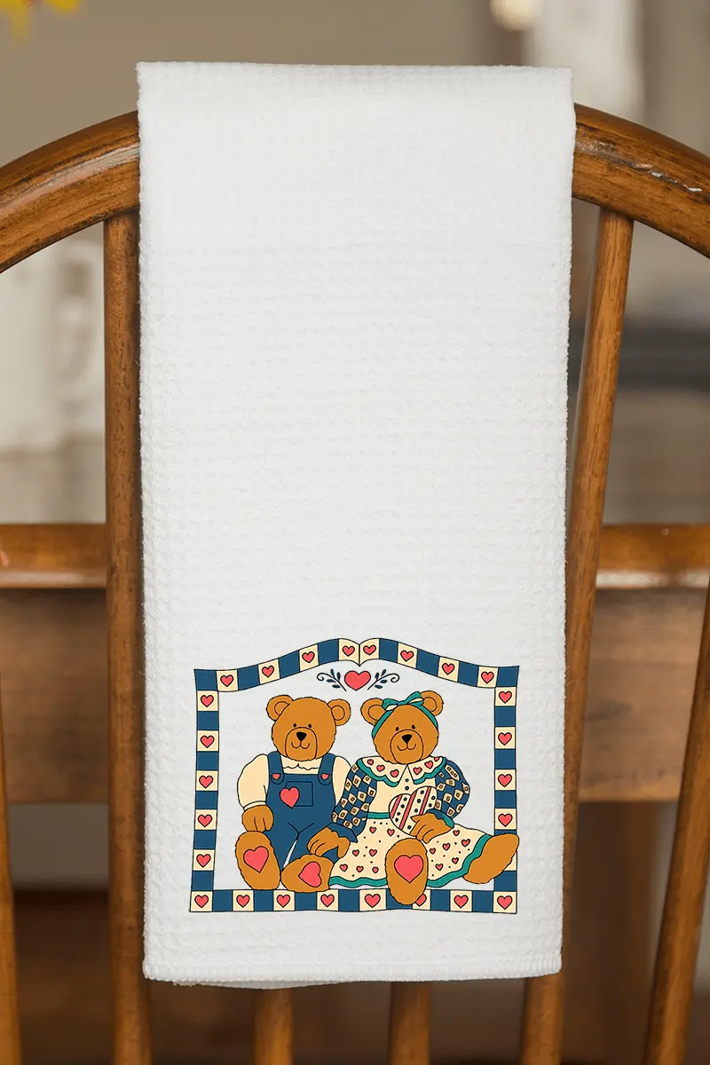 Honey & Hearth Bears Waffle Kitchen Towel