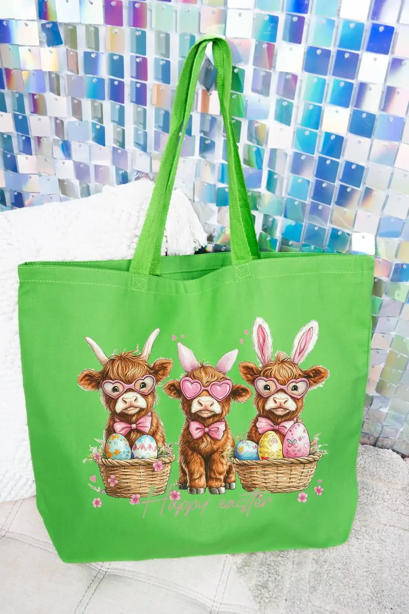 Hoppy Highland Easter Canvas Jumbo Tote